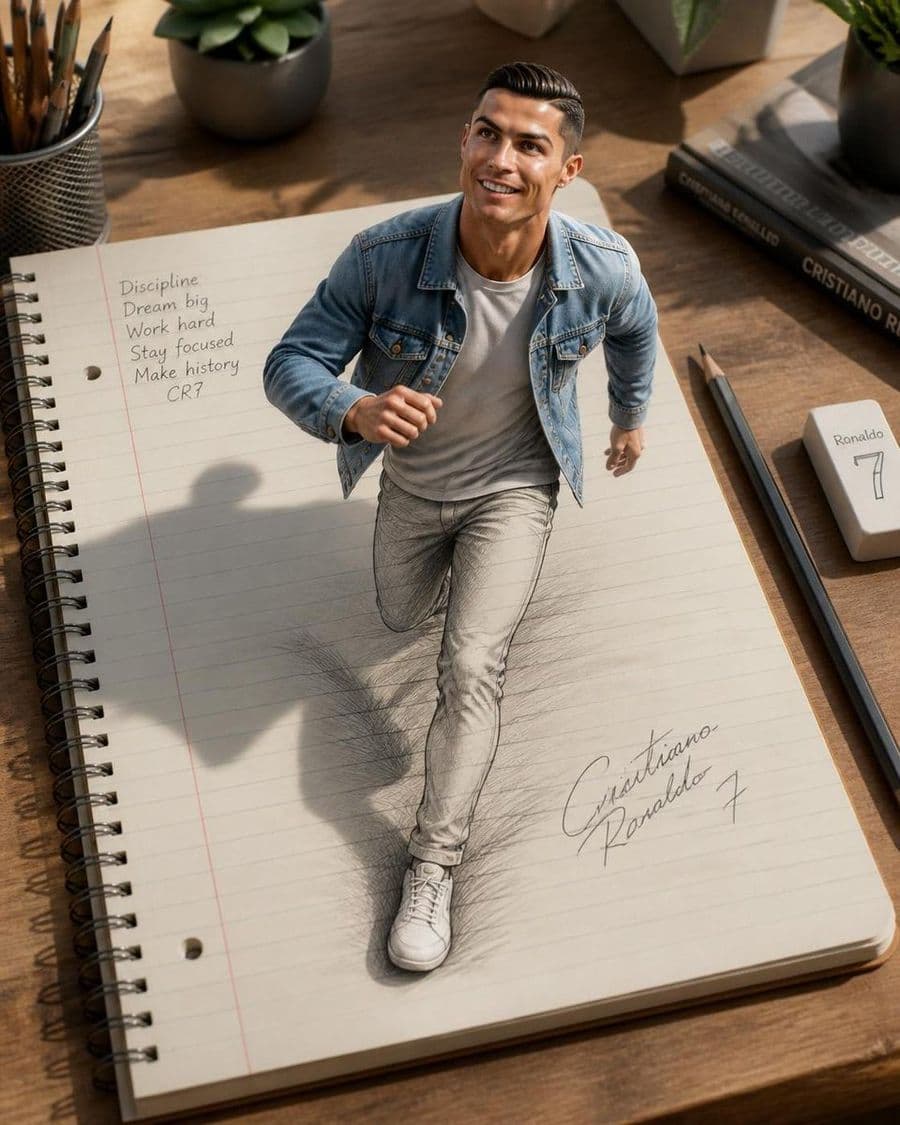 Ilusión de boceto 3D en cuaderno