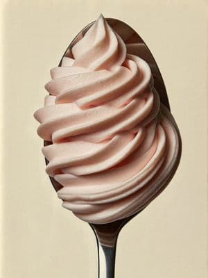 Helado suave rosa en cuchara - 1
