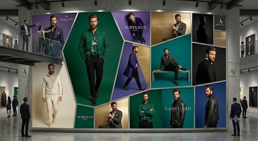 Collage de galería de moda masculina de lujo