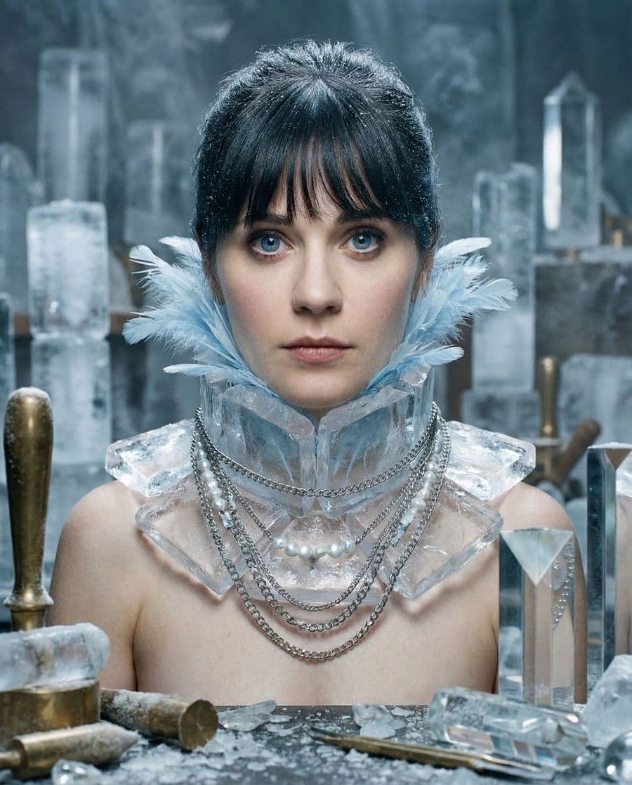 Retrato de belleza vanguardista glacial