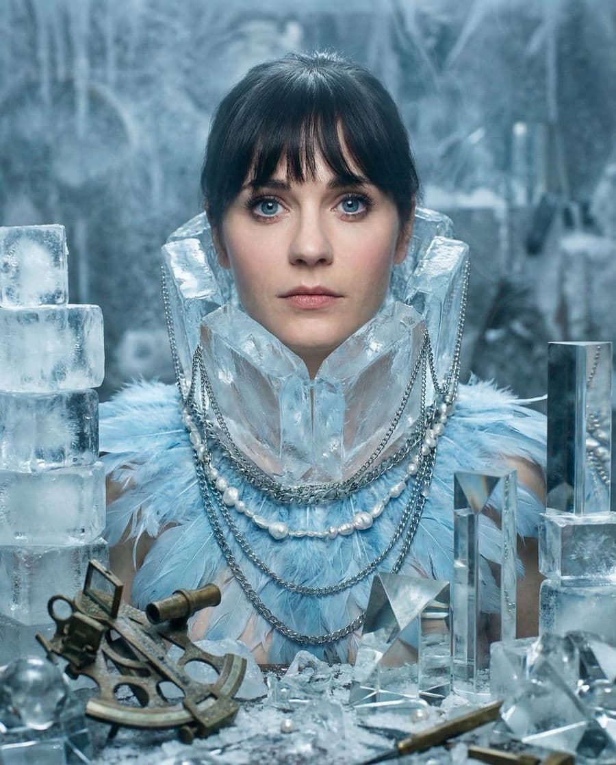 Retrato de belleza vanguardista glacial