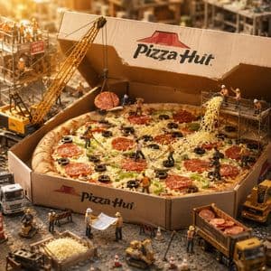 Miniatur-Pizza-Baustelle