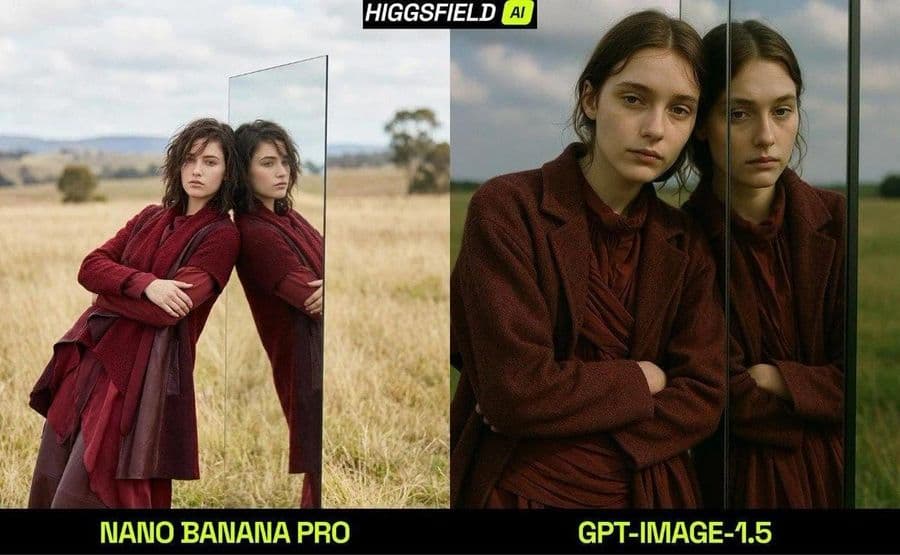 Ritratto di moda cinematografico con riflesso (Confronto)