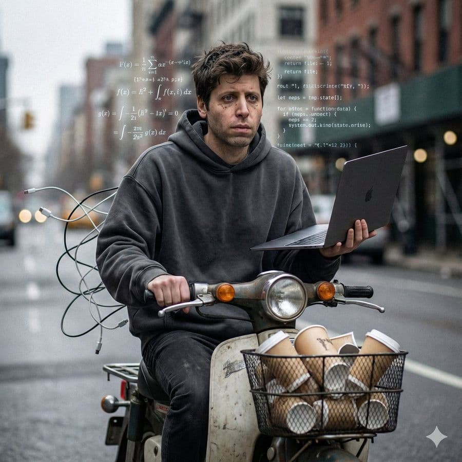 พรอมต์สร้างภาพเสมือนจริง Sam Altman ขี่ Scooty