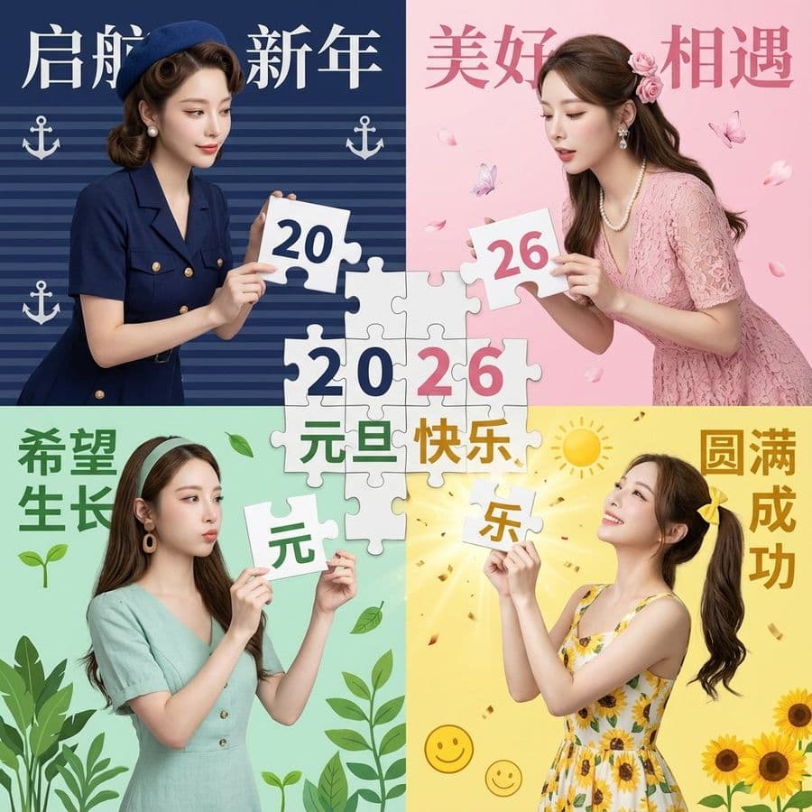 新年特輯:2026 祝福四格拼圖