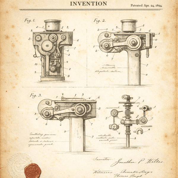 Vintage Patent Document for an Invention - GPT Image 1.5