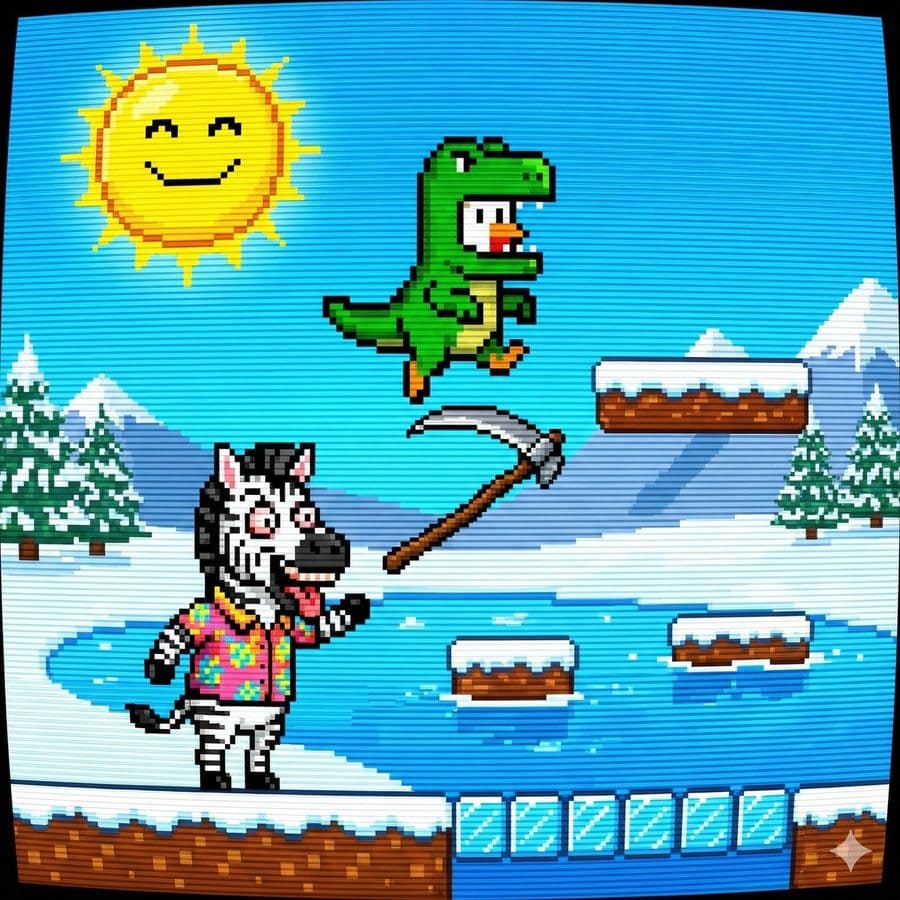 Nano Banana Pro Prompt: Pollo de 8 bits disfrazado de T-Rex