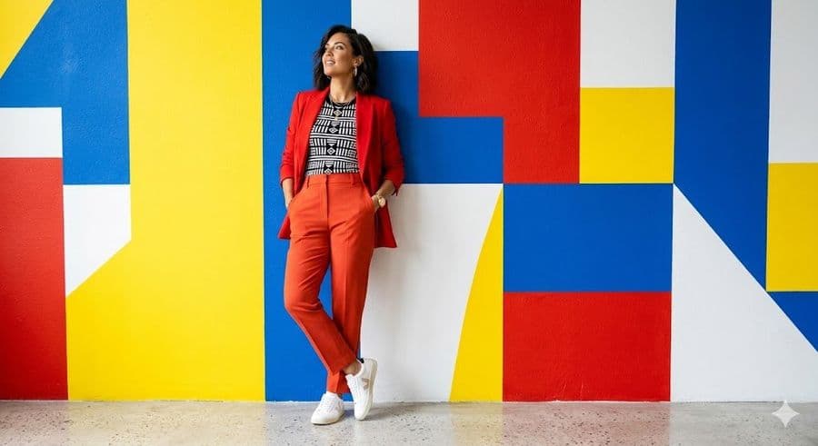 Editorial de moda con geometría abstracta