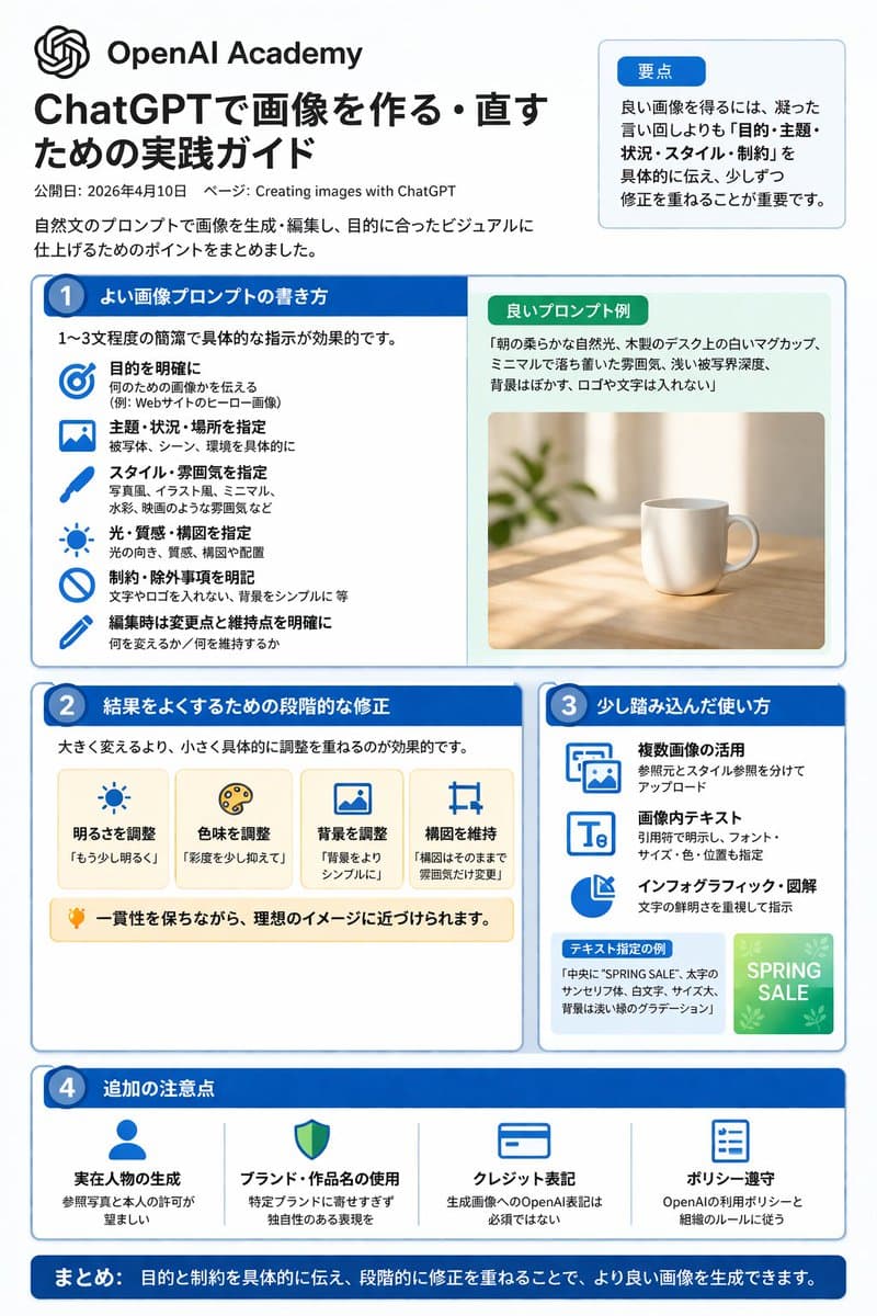 ChatGPT 画像生成ガイド インフォグラフィック