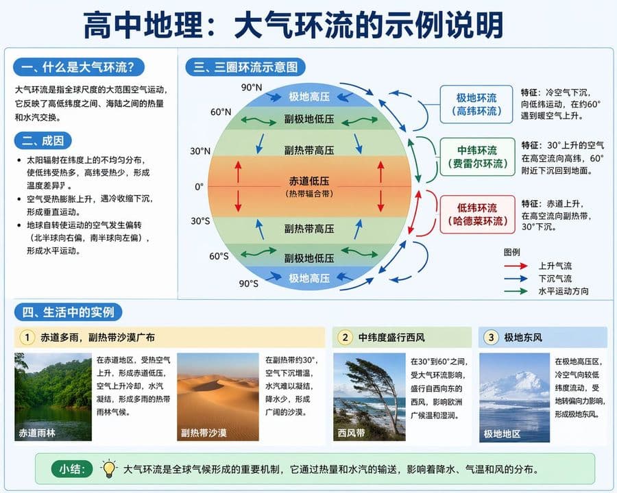 大気循環に関する教育用インフォグラフィック