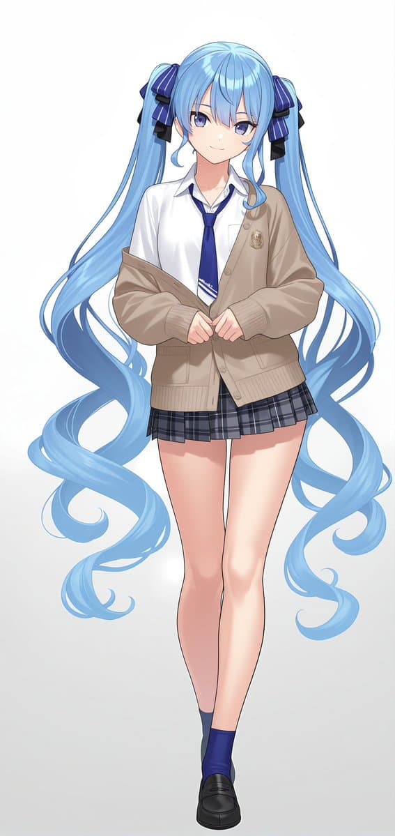 애니메이션 스타일 여고생 전신 초상화