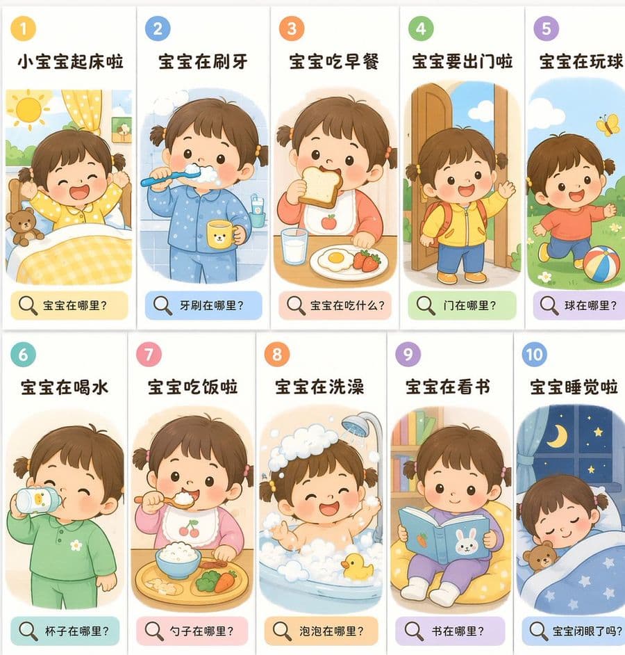 10 格幼兒日常作息閃卡