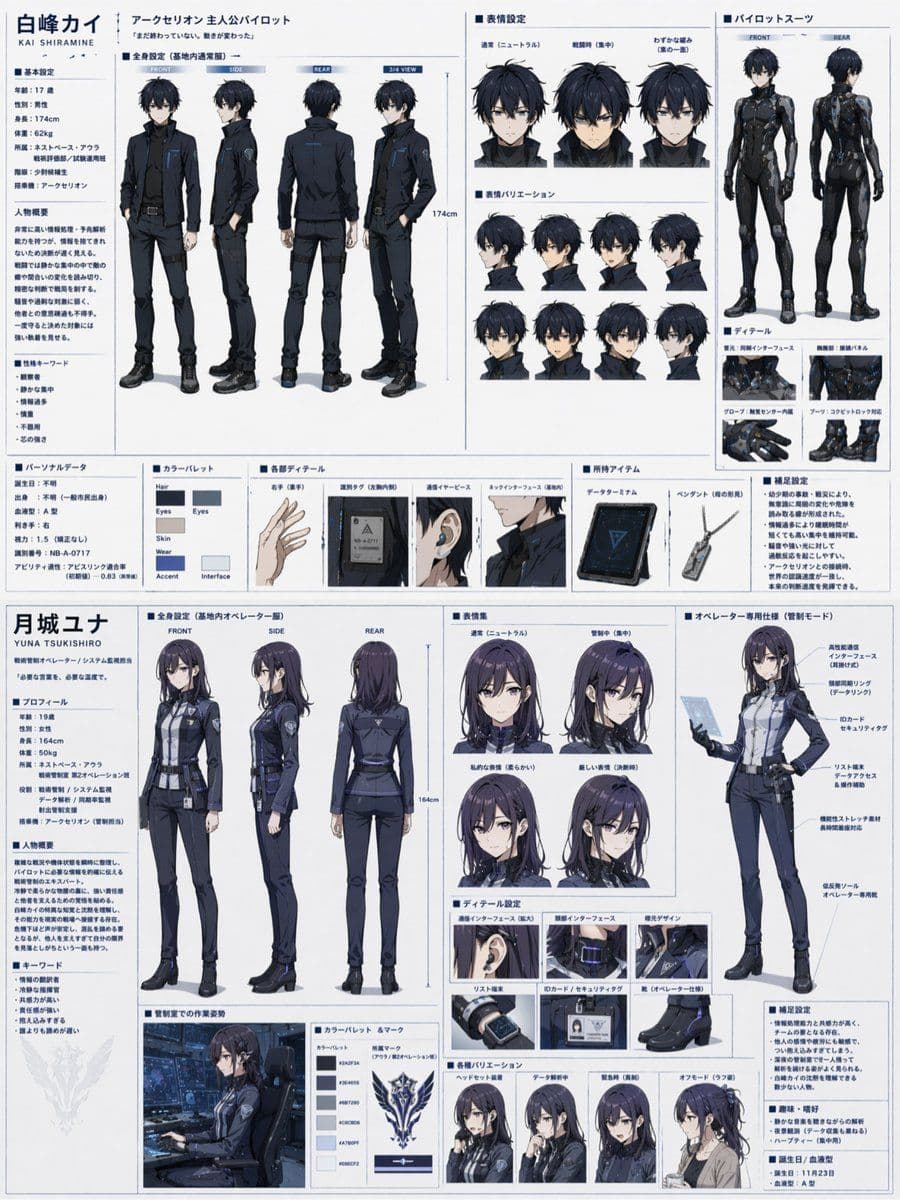 SF キャラクター 2 体セット設定資料シート
