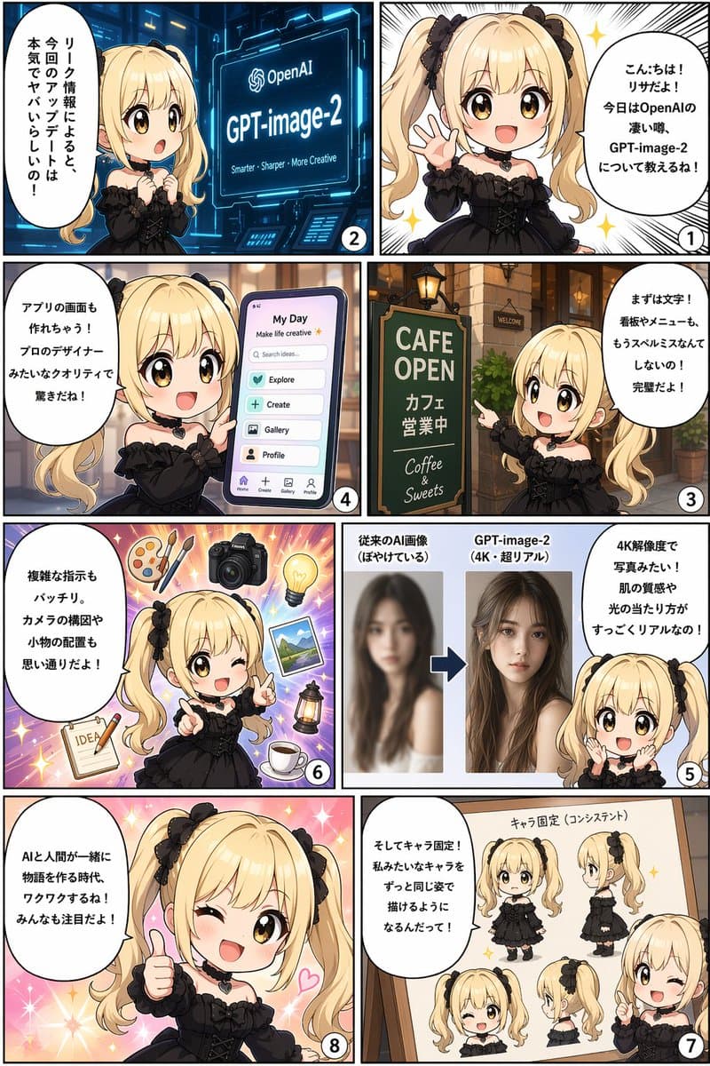 8 コマ漫画風インフォグラフィック