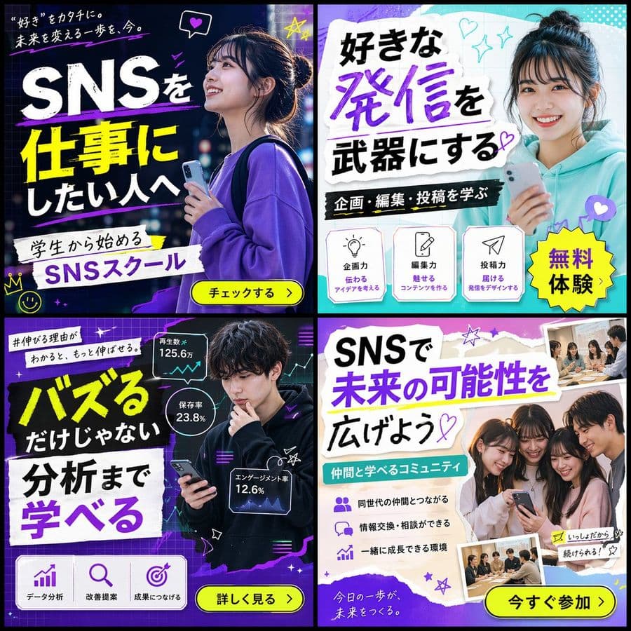 2x2 SNS School Banner Ad Grid