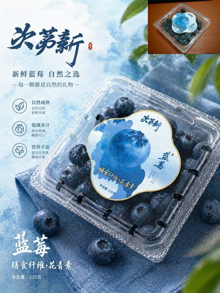 프리미엄 블루베리 제품 포스터