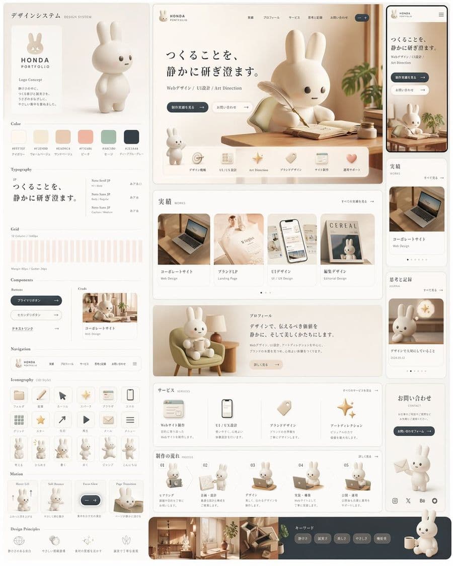 Rabbit 포트폴리오 디자인 시스템 보드