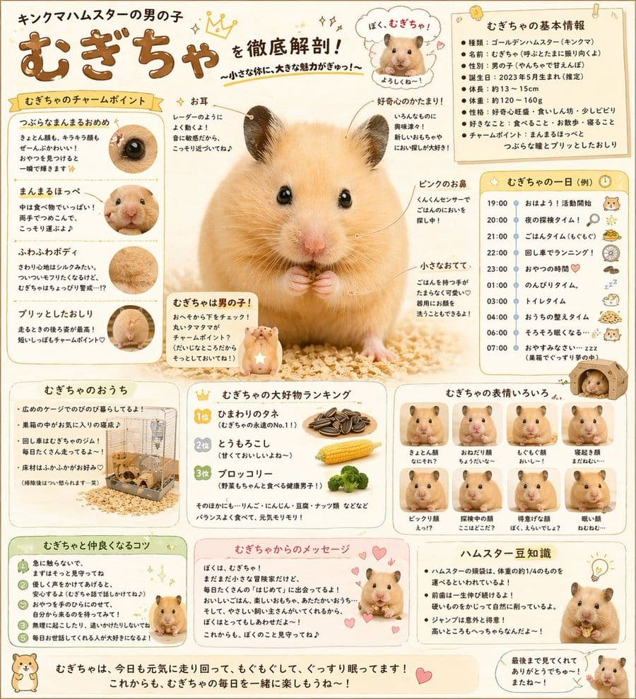 かわいいハムスターのインフォグラフィック
