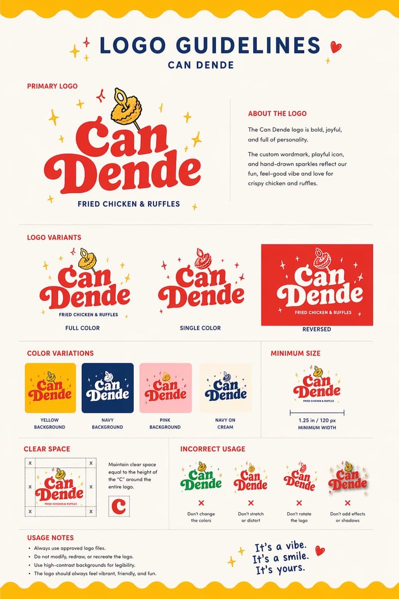 Bacheca delle linee guida per il logo di un ristorante