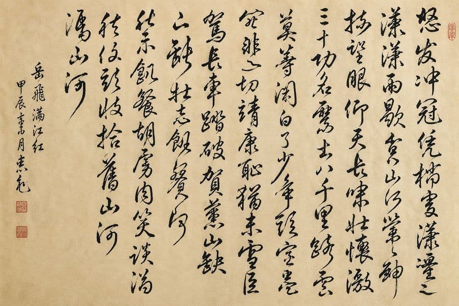 Pergaminho de Caligrafia Cursiva Chinesa
