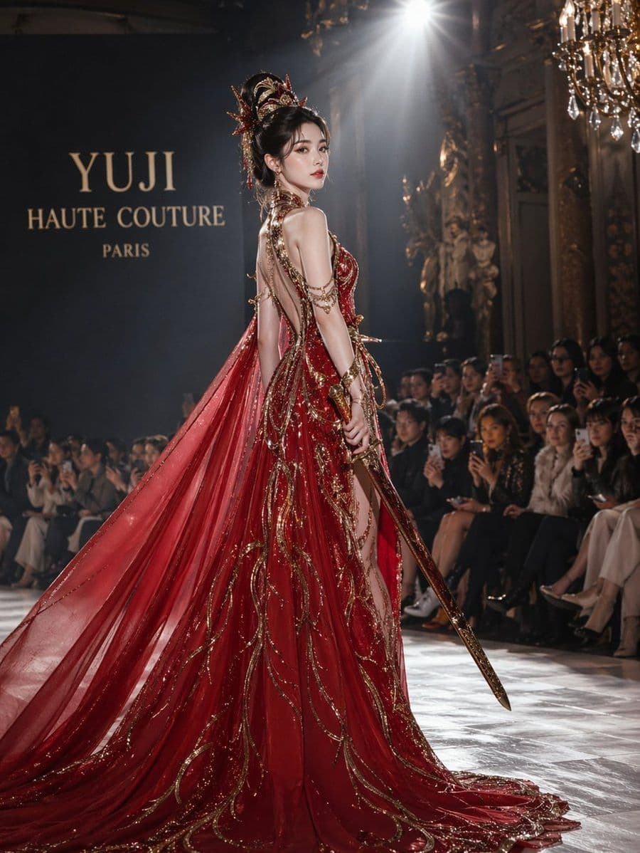 Prompt para desfile de moda de alta costura
