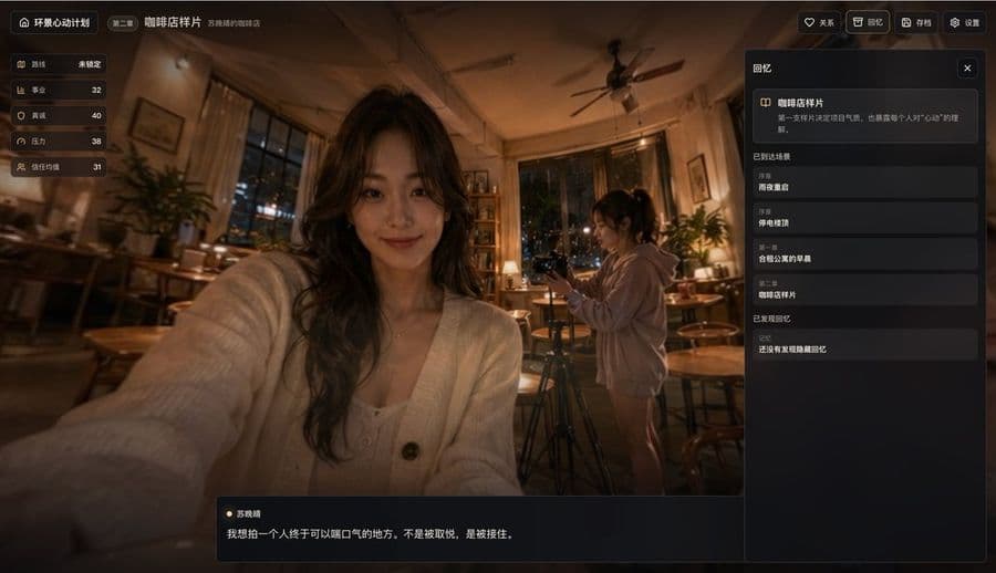 시네마틱 카페 비주얼 노벨 UI