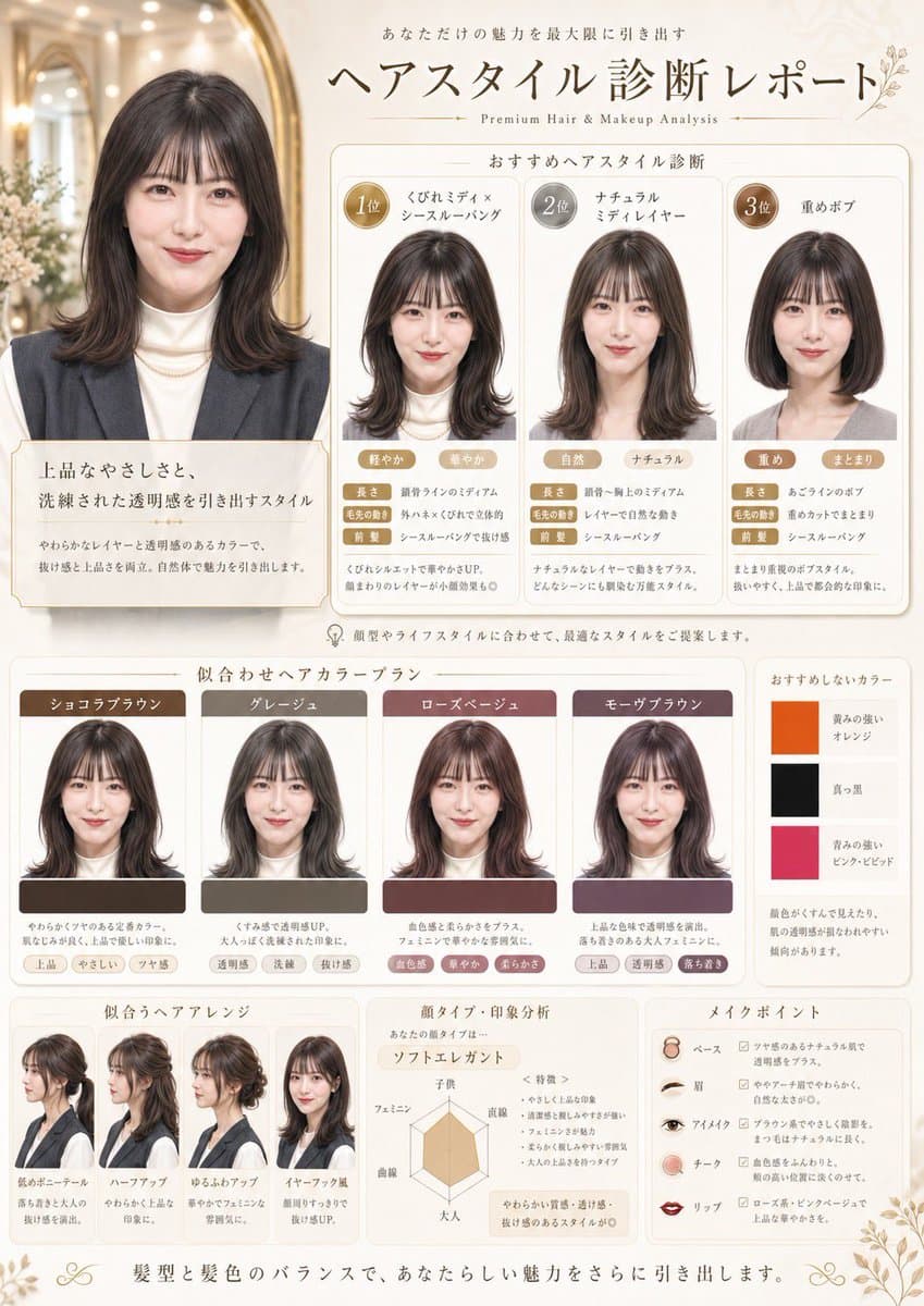 Pôster de Diagnóstico Capilar Estilo Salão Japonês