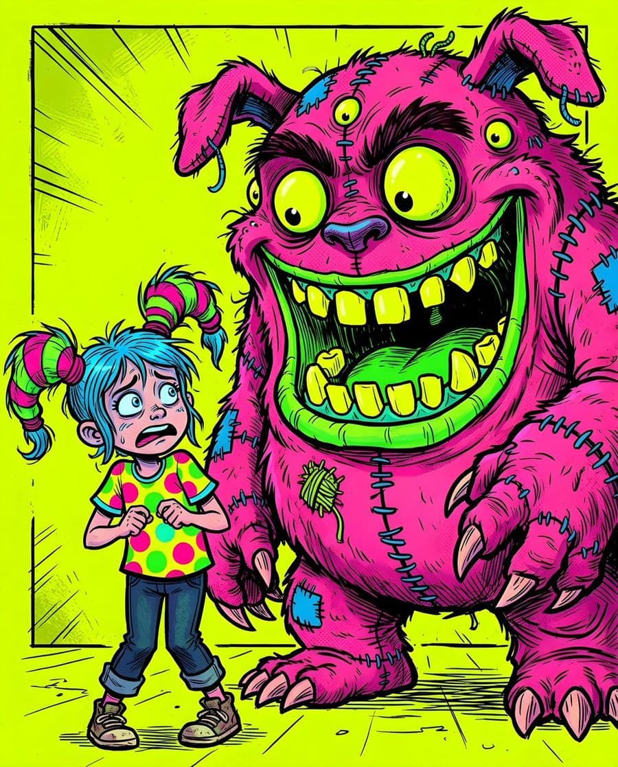 Art de monstre de bande dessinée fluorescent
