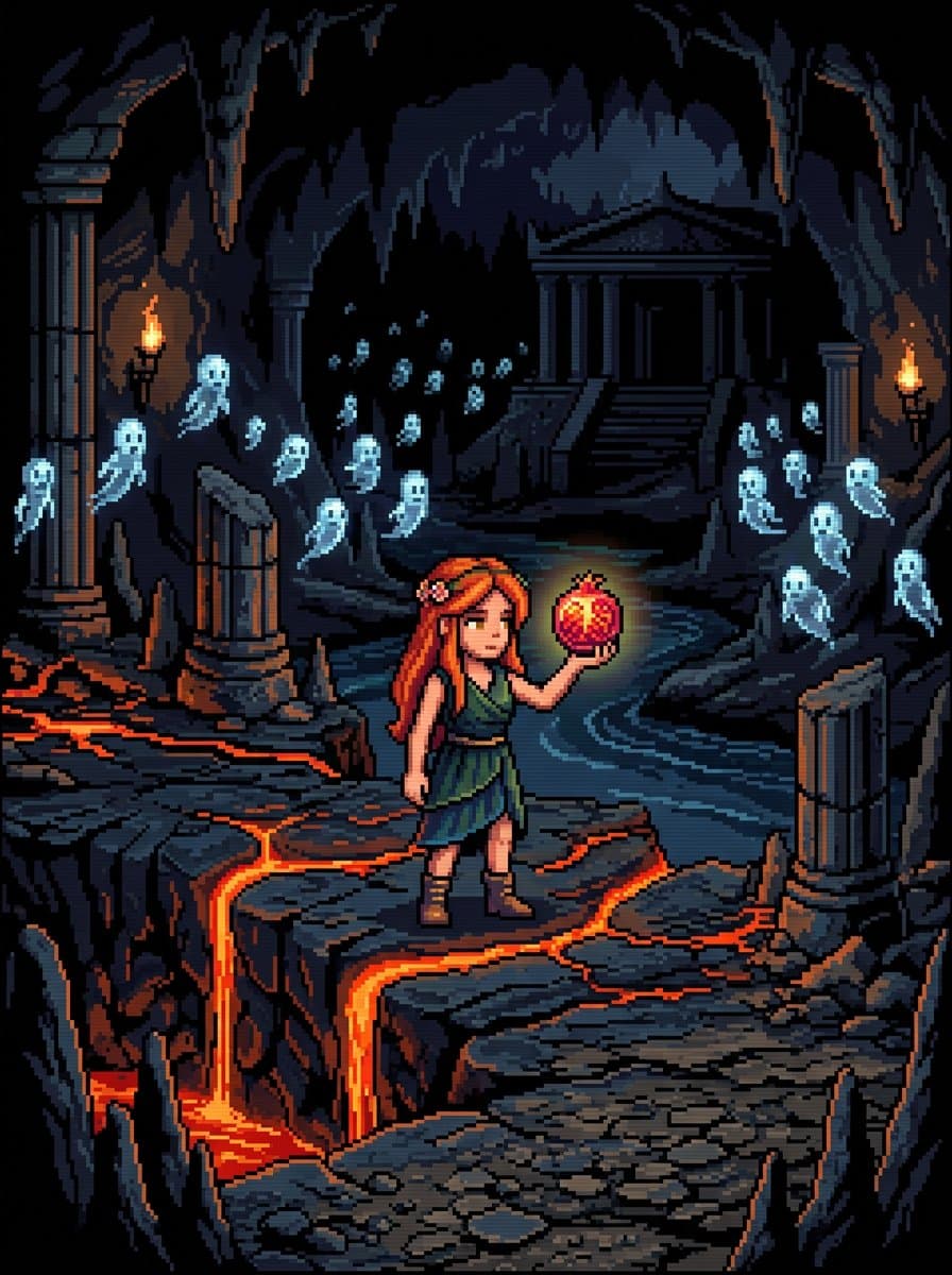 Retro 8-Bit Piksel Sanatı Persephone