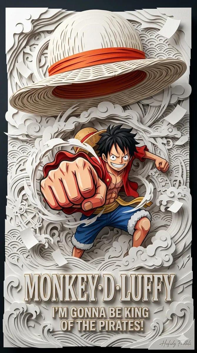 Pôster de Anime em Papercraft 3D