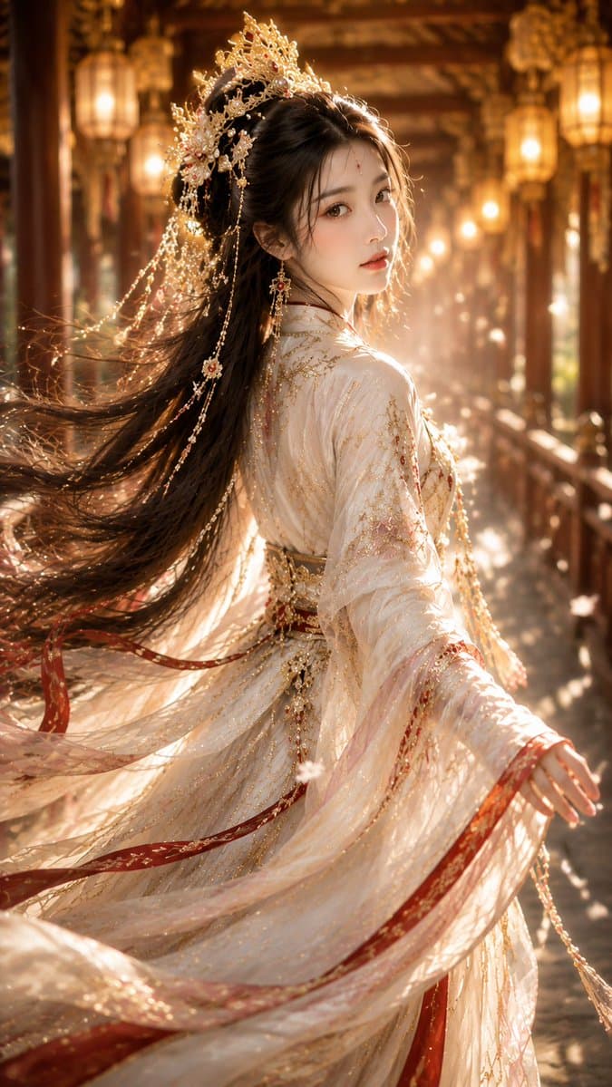 Retrato de fantasía de una mujer de la antigua China