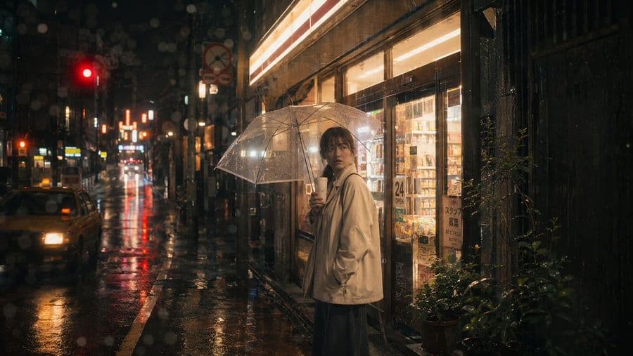 Yağmurlu Tokyo Market Sahnesi