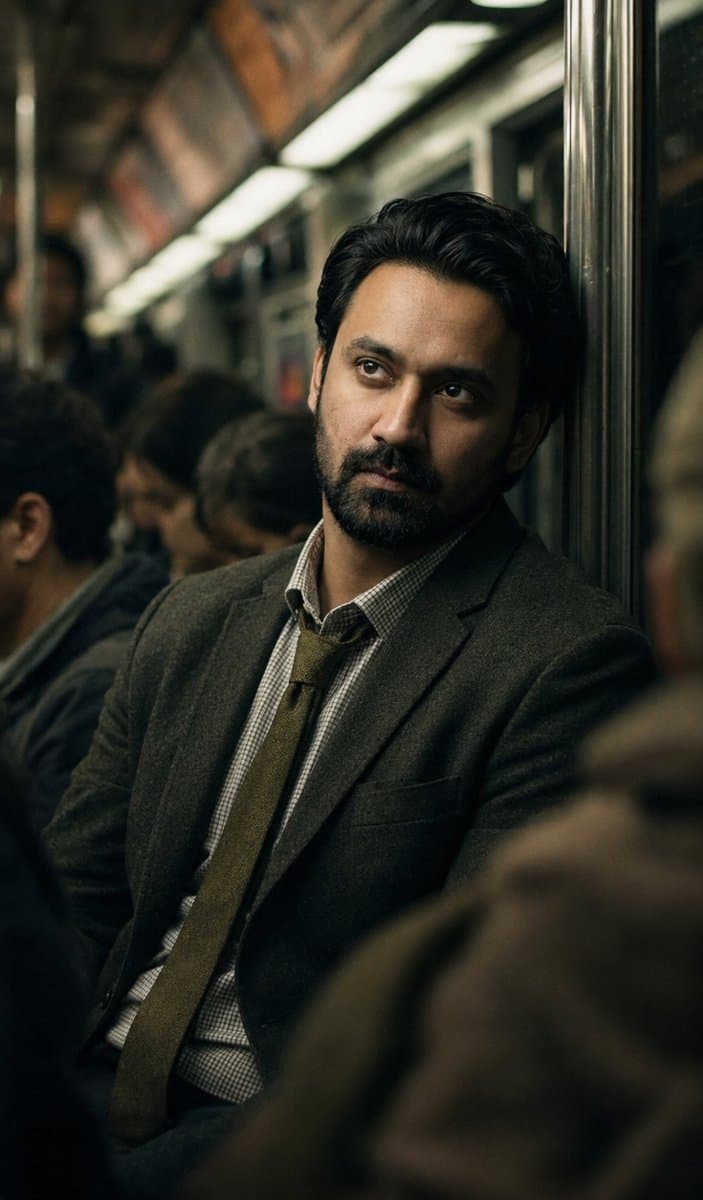 Melancholic Subway Commuter Portrait
