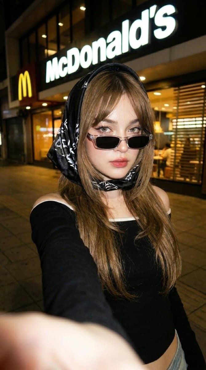 Nighttime Street Fashion Selfie