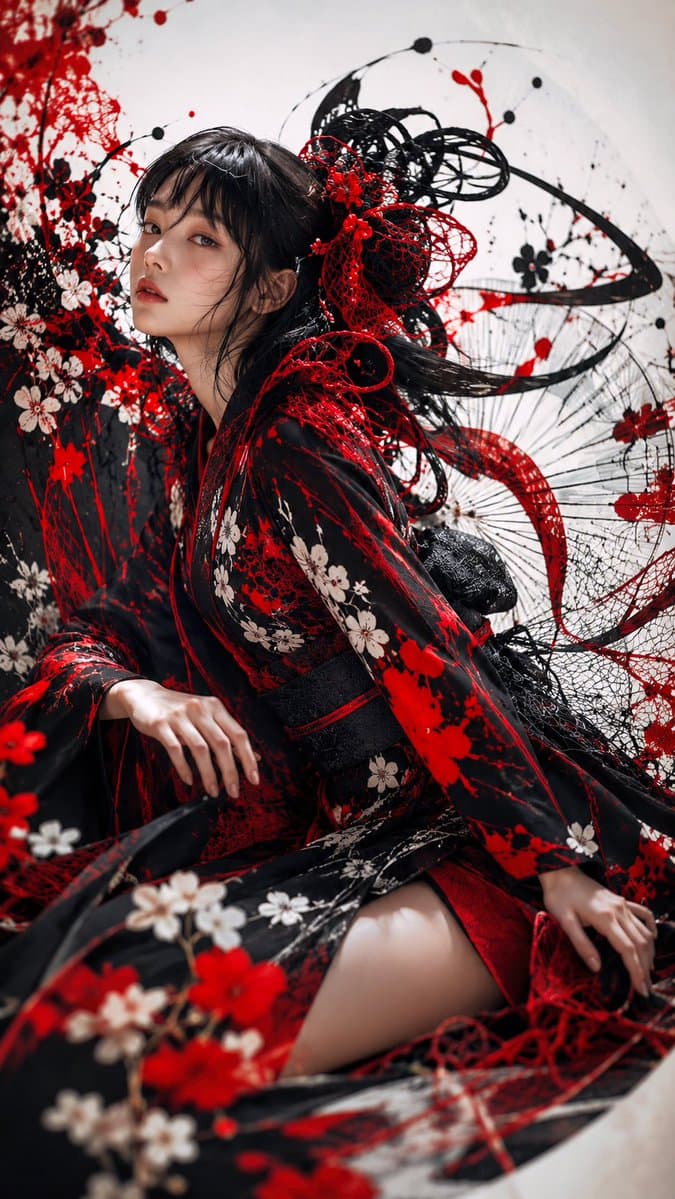 Gothic Kimono Ink Fashion Portrait