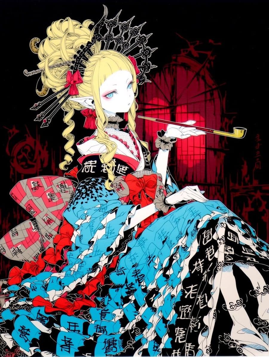 Gothic Oiran Anime Portrait