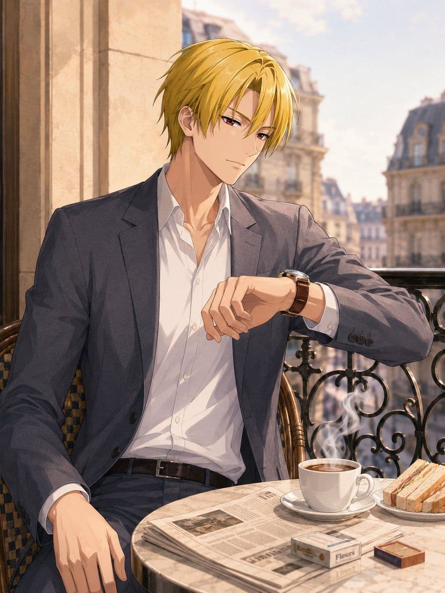 Anime Man at Paris Café