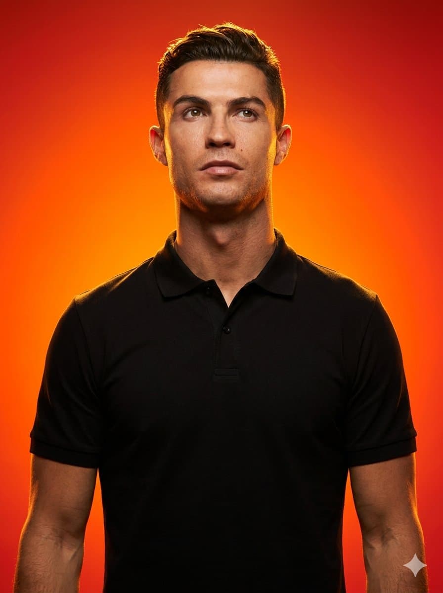 Studio portrait with fiery gradient background