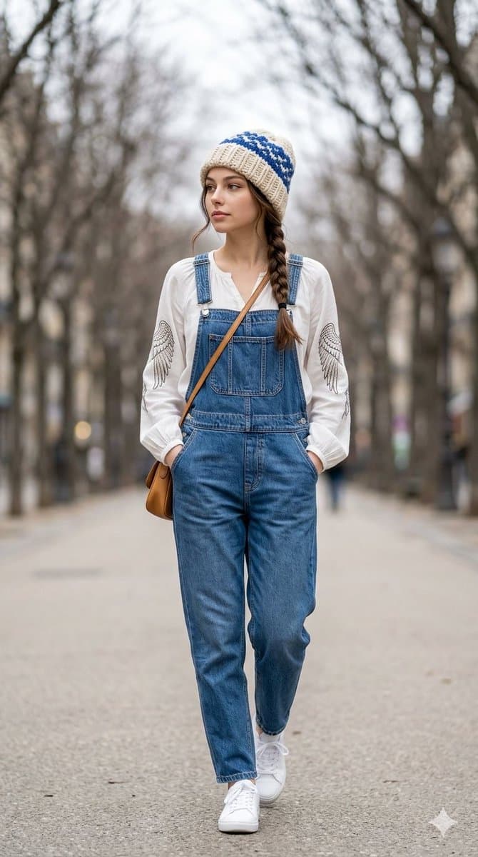 Moda urbana: paseo con peto vaquero