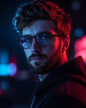 Cyberpunk Neon Male Portrait