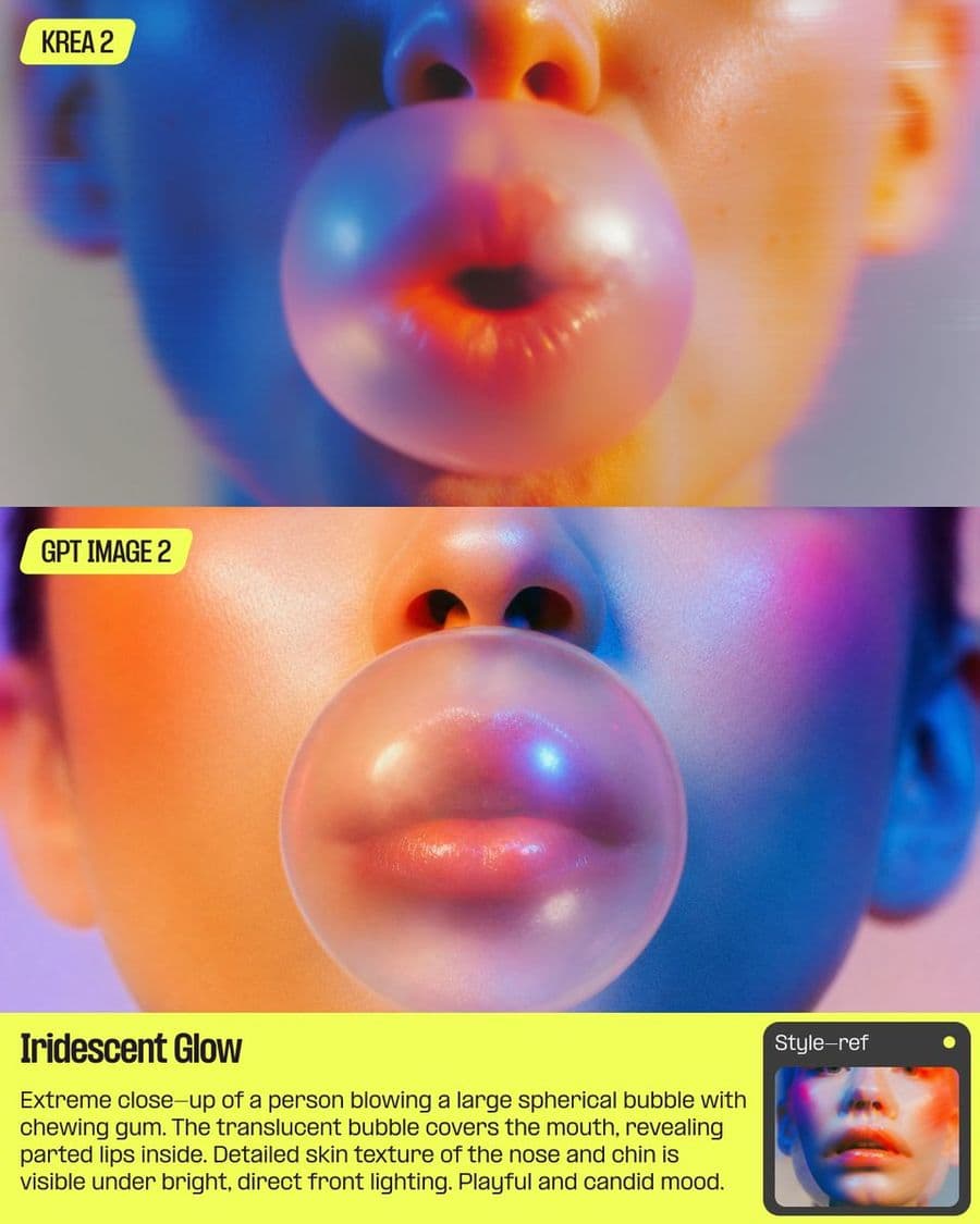 Diapositive de comparaison de style « Bubblegum » par IA