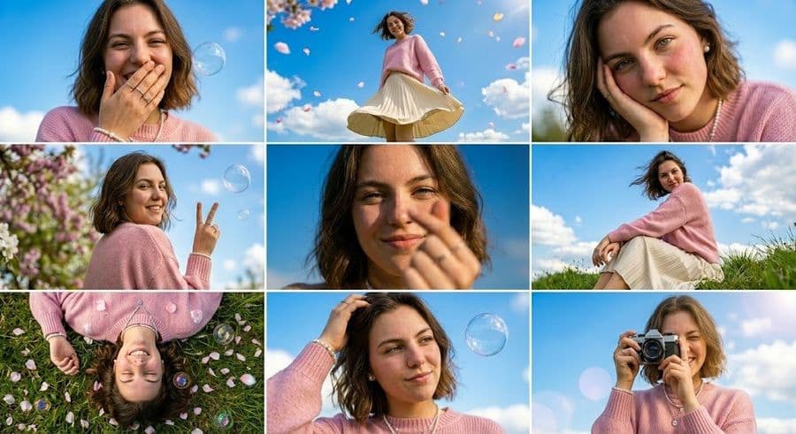 Collage de moda primaveral con privacidad