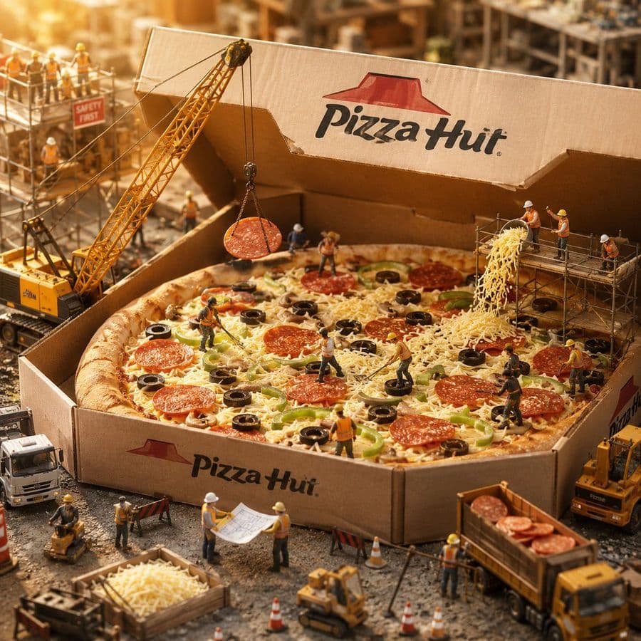 Miniatur-Pizza-Baustelle